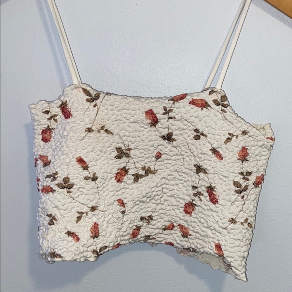 White floral crop top